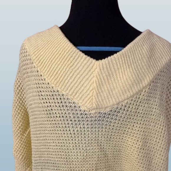 Yellow Oversized V Neck Waffle Sweater 4236 NWT Boutique - Picture 3 of 11